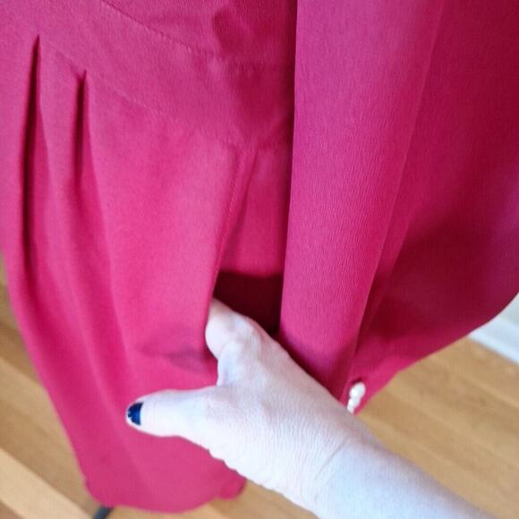 Vintage 80s/90s Red Lace Collar Midi Goth Coquette Dress Women Size 14 - Picture 11 of 11